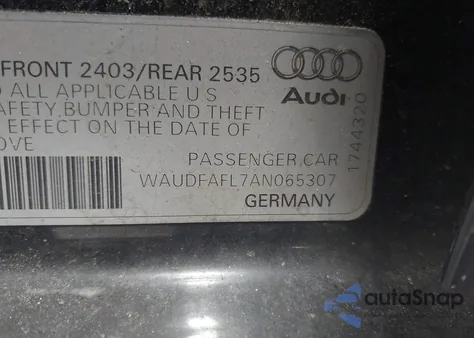 2010 Audi A4 2.0T Premium z USA, uszkodzony, nr VIN WAUDFAFL7AN065307